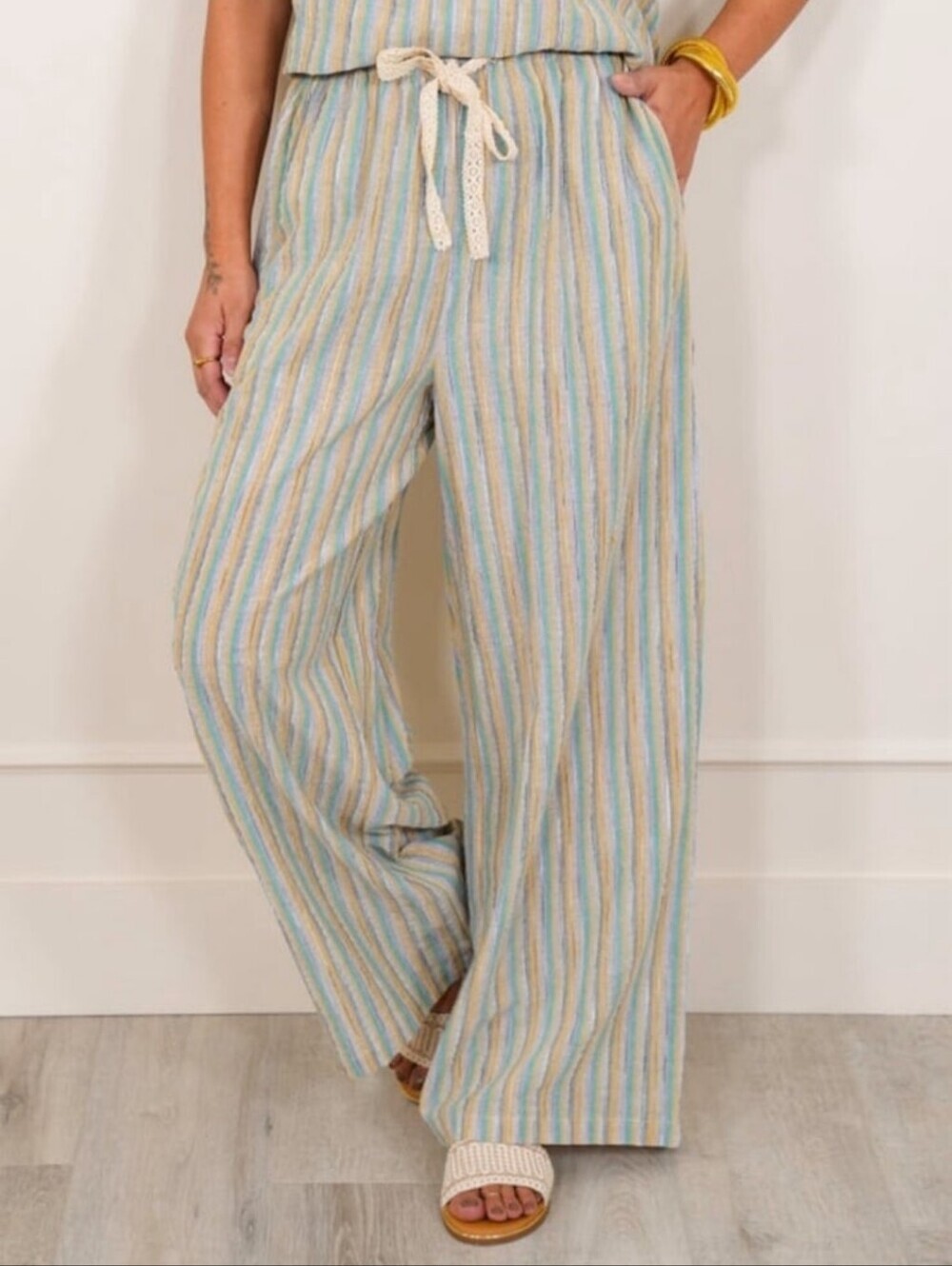 POL New Stripped Wide Leg Pants